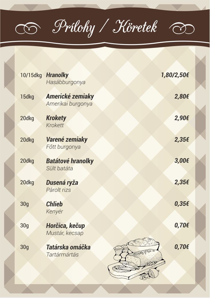 Reštaurácia Malom - Menu