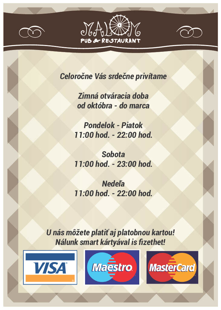 Reštaurácia Malom - Menu